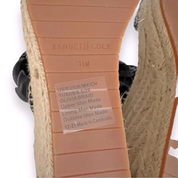 Kenneth Cole Olivia Braided Wedge Espadrille Black Sandal Size 11 NWT - Picture 8 of 9
